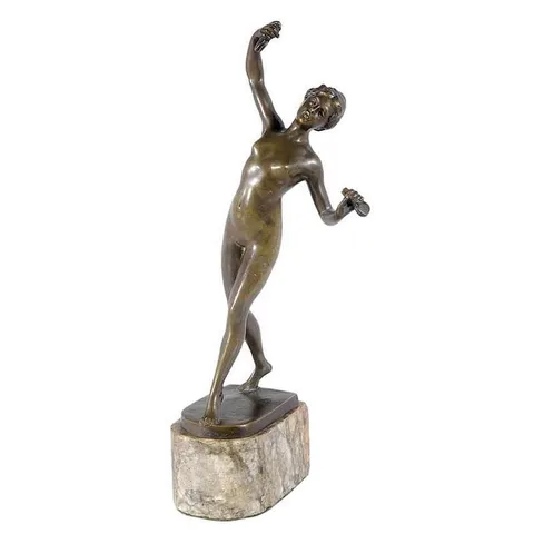 Otto Hoffmann, Nude Playing Castanets, patinated bronze onmarble base