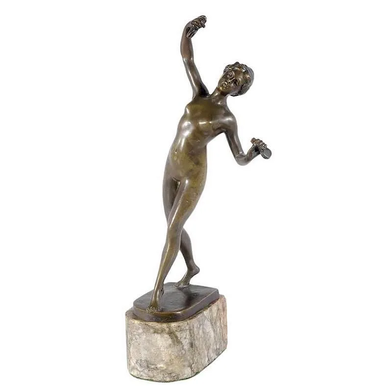 Nude Playing Castanets by Otto Hoffmann, patinated bronze onmarble base, sold Jul 2017