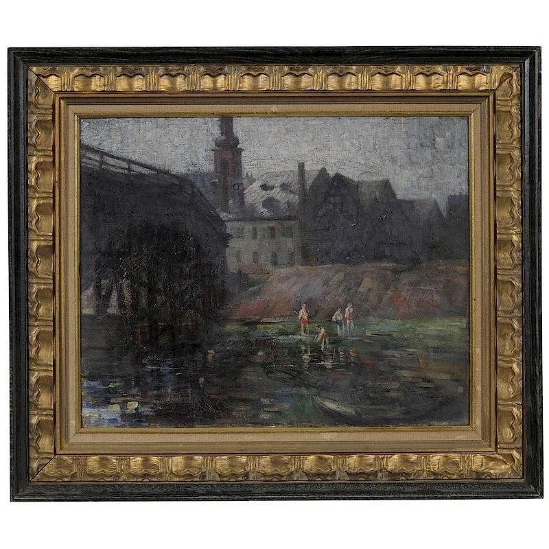 Wilhelm Runze, The Swimming Hole, oil on canvas
