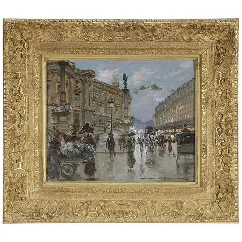 Georges Stein, Rue Auber, Paris, oil on panel
