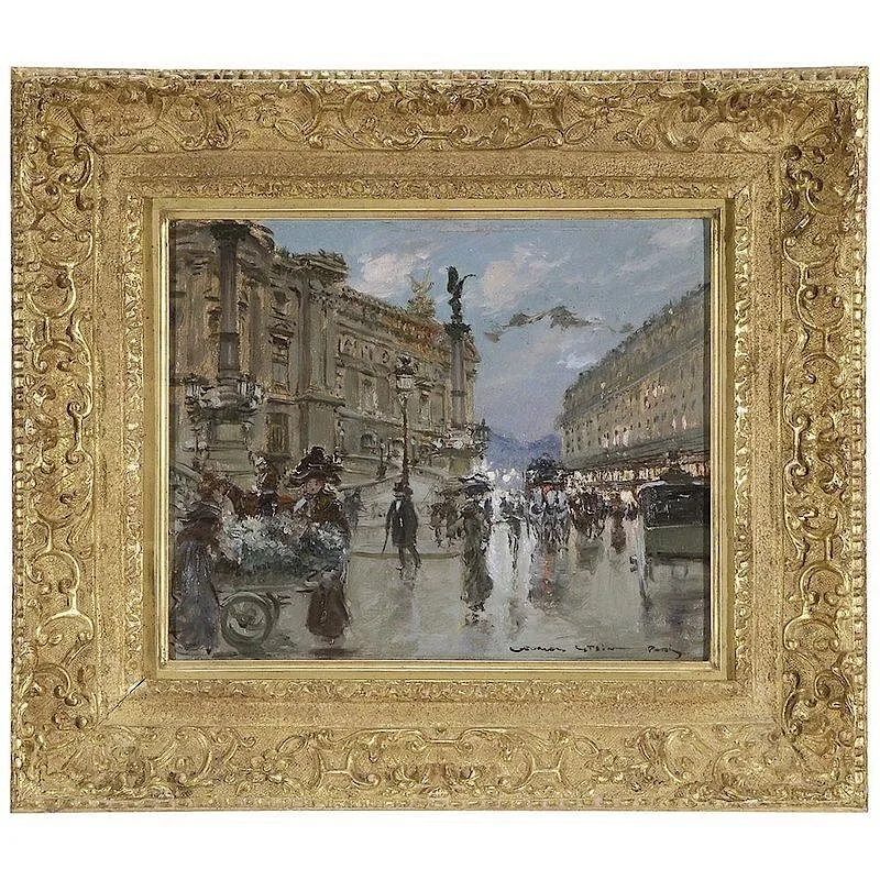 Georges Stein, Rue Auber, Paris, oil on panel