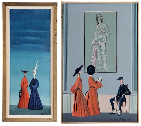 Carlo Canevari, Two Works: Art Education, oil on panel