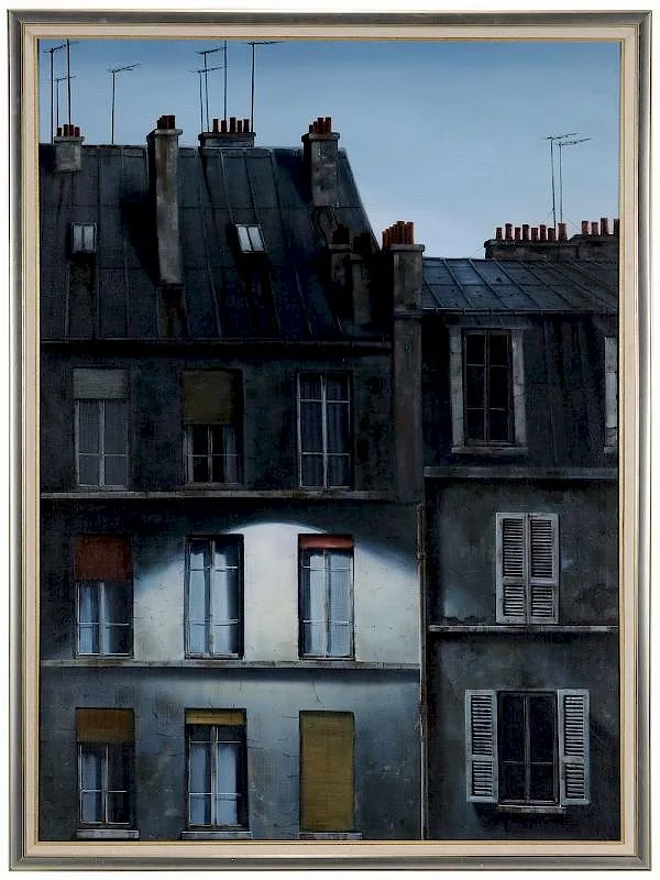 Claude Lazar, [Les lumières de la nuit], 1973, oil on canvas