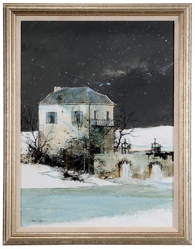 Julian Taylor, Mill House in the Snow, oil on canvas