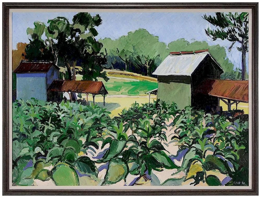 Joseph Cave, Barns on Kurley Road, 1990, oil on canvas