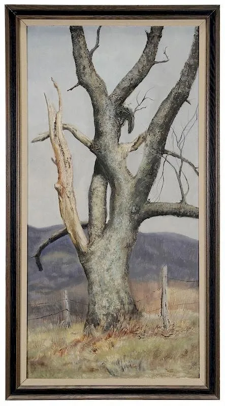 Philip Moose, Winter Tree, oil on paper laid on fiberboard