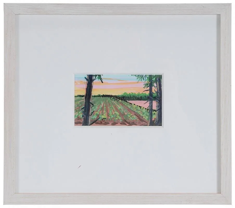 Sunset & Crops, Study by Maud Gatewood, 1993, acrylic on board, sold May 2017