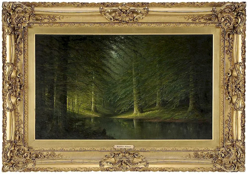 Beech Trees by a River by Harvey Joiner, oil on canvas, sold May 2017