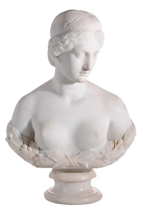 Harriet Hosmer, Daphne, marble on integral socle