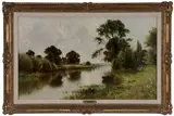 Ernest Parton, River Landscape with Figure on a Track