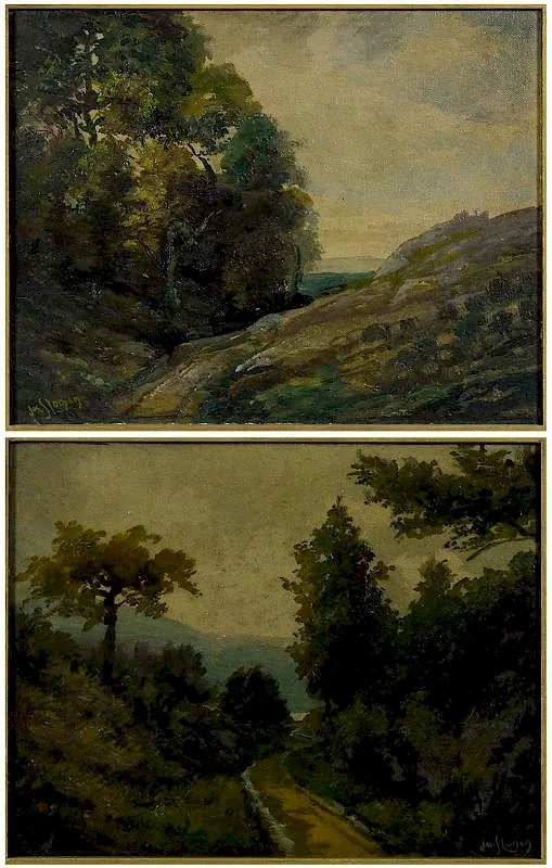 Joseph Sloman, Landscapes, a pair, both signed "Jos.Sloman, oil on canvas board