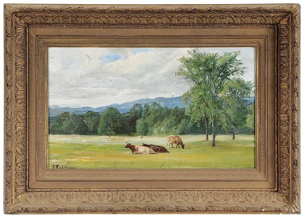 Thomas R. Robinson, Cows in a Field, oil on canvas