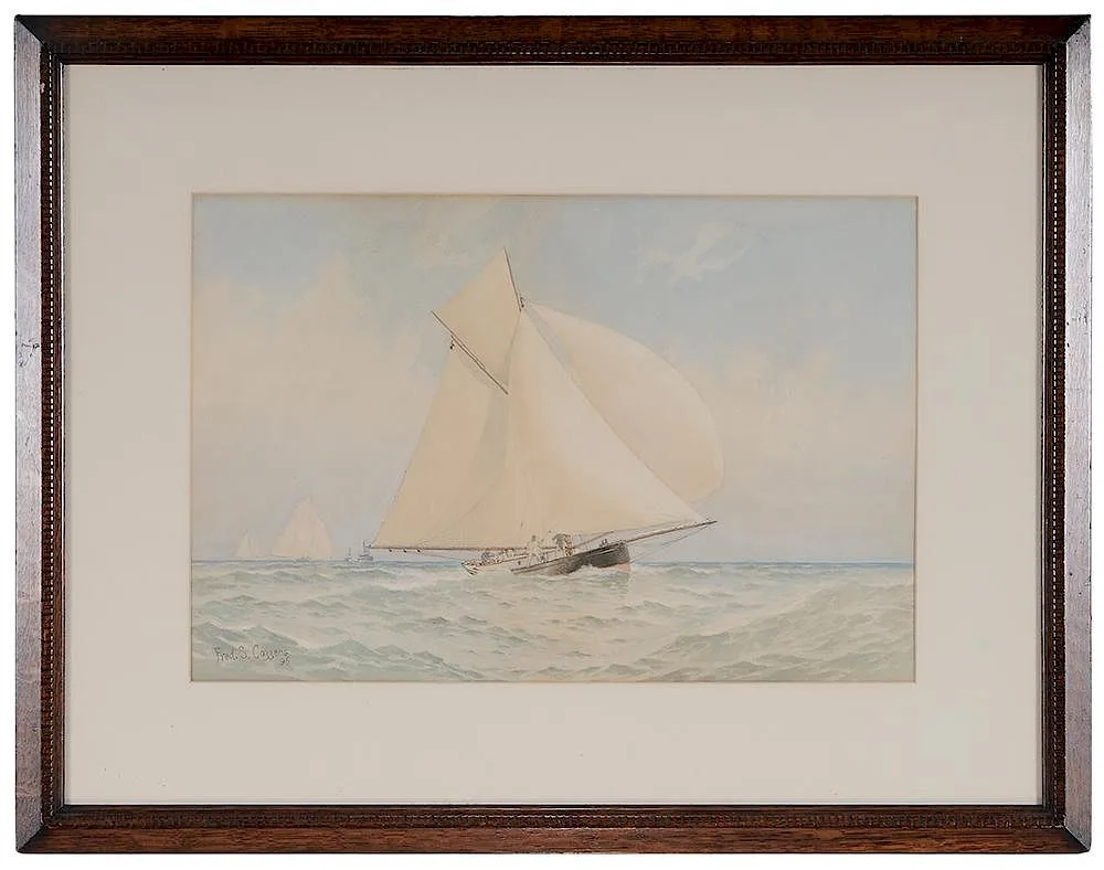 Yachting by Fred Cozzens, 1896, watercolor on card, sold May 2017