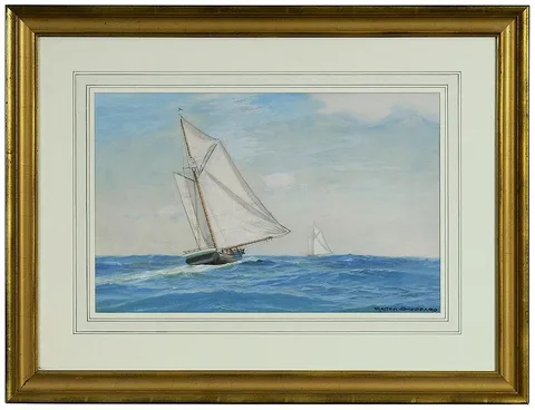 Warren Sheppard, Yachting, gouache over pencil on card