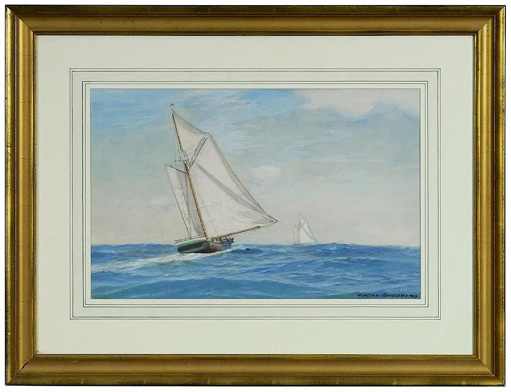 Yachting by Warren Sheppard, gouache over pencil on card, offered May 2017