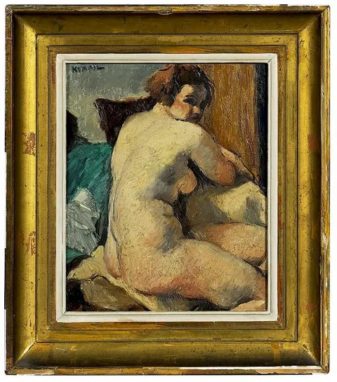 Charles Kvapil, Turned Nude, oil on panel