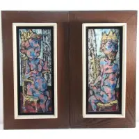 Harry Sternberg, Two Figures, Pair of oils on panel