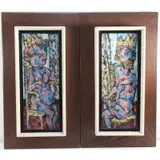 Harry Sternberg, Two Figures, Pair of oils on panel