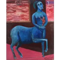 Fantastic Figure by Nahum Tschacbasov, Oil on board, sold Apr 2022