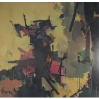 Abstract by Sidney Gross, Oil on canvas, sold Apr 2022