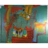 Joe Stefanelli, Mithra Dialogue, 1988, Acrylic on canvas