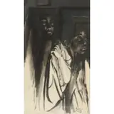 Moshe Gat, Two figures, Ink and wash