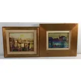 Raúl Pavlotzky, Abstract Compositions, Pair of oils and collage, one on canvas and one on board