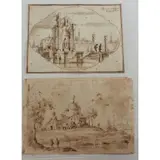Francesco Lazzaro Guardi, Grouping of Two Sketches, Pen and ink