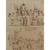 Francesco Lazzaro Guardi, Sketchbook page, Pen and ink