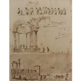 Francesco Lazzaro Guardi, Sketchbook page, Pen and ink
