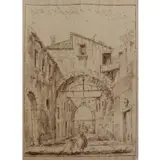 Francesco Lazzaro Guardi, Sketchbook page, Pen and ink
