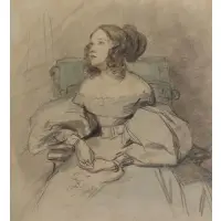 Josef Dannhauser, Portrait, Mixed media on paper