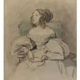 Josef Dannhauser, Portrait, Mixed media on paper