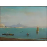 G Kreutzer, Bay of Naples, Oil on panel