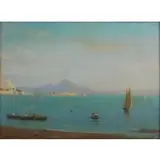G Kreutzer, Bay of Naples, Oil on panel