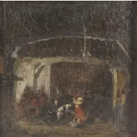 Joseph Raphael, Genre Scene, Oil on board