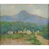Edward A. Page, View of a Distant Mountain, Oil on board