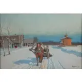 Andrei Afanasievich Egorov, Russian Landscape, Gouache