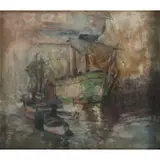Harry Aiken Vincent, Morning Lifting Fog, Vesey, Rockport, Mass., Oil on canvas