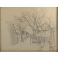 Stuart Davis, Village Scene, Pencil on paper