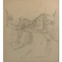 Stuart Davis, Village Scene, Pencil on paper