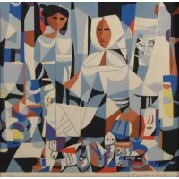 Fish Vendors by Vicente S Manansala, Silkscreen, sold Mar 2022