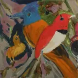 Birds by Hunt Slonem, Oil on canvas, sold Mar 2022
