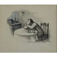 William Steig, Cartoon, Mixed media on paper