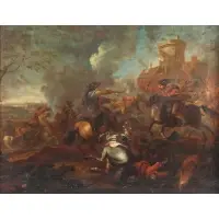 Battle Scene by Philips Wouwerman, Oil on canvas, sold Feb 2022