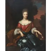 Portrait of a Lady with Dog by Caspar Netscher, Oil on canvas, sold Feb 2022