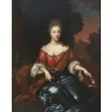 Caspar Netscher, Portrait of a Lady with Dog