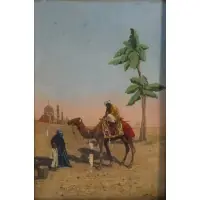 F. Percy, Orientalist Scene, Oil on panel