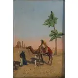 F. Percy, Orientalist Scene, Oil on panel
