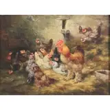 Gaston Dubois, Farm Scene, Oil on canvas